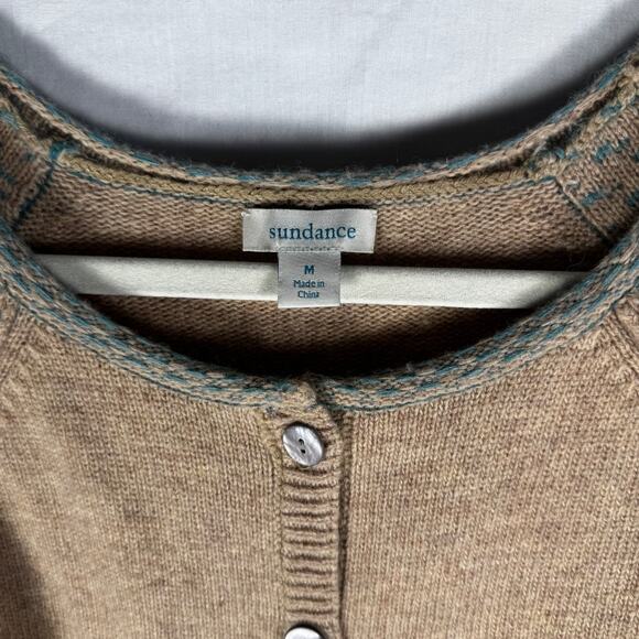Sundance Tan and Teal Cardigan Sweater - Picture 4 of 10